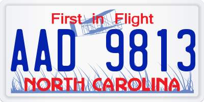NC license plate AAD9813