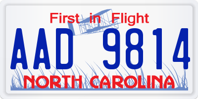 NC license plate AAD9814