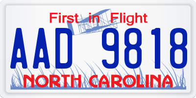 NC license plate AAD9818