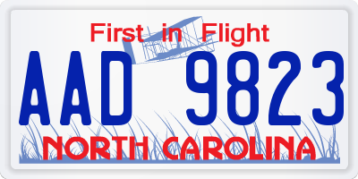 NC license plate AAD9823