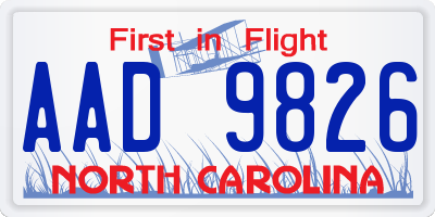 NC license plate AAD9826