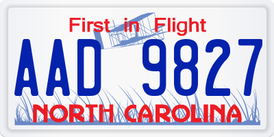 NC license plate AAD9827