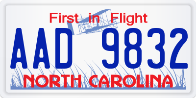 NC license plate AAD9832