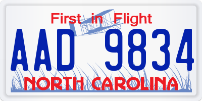 NC license plate AAD9834