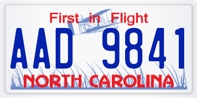 NC license plate AAD9841