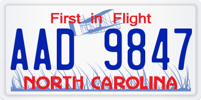 NC license plate AAD9847