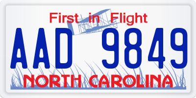 NC license plate AAD9849