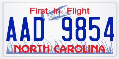 NC license plate AAD9854
