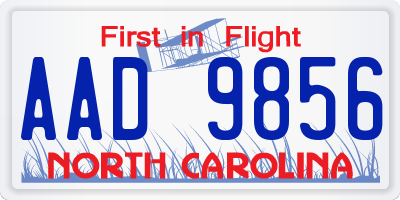 NC license plate AAD9856