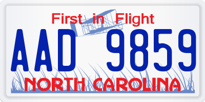NC license plate AAD9859