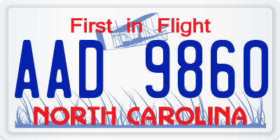 NC license plate AAD9860