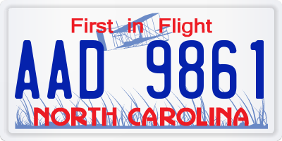 NC license plate AAD9861