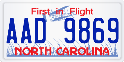 NC license plate AAD9869