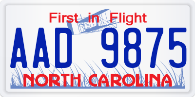 NC license plate AAD9875
