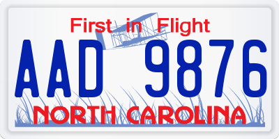 NC license plate AAD9876