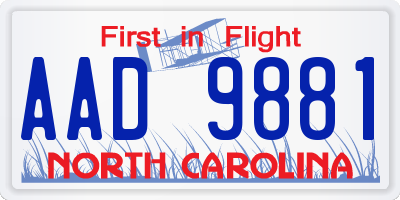 NC license plate AAD9881