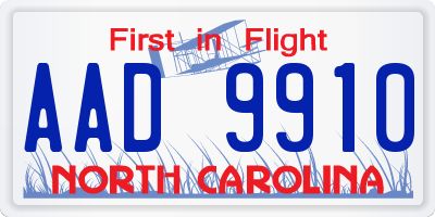 NC license plate AAD9910