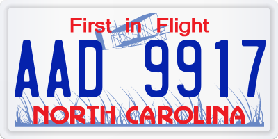 NC license plate AAD9917