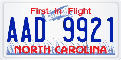 NC license plate AAD9921