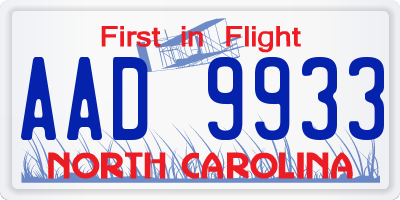 NC license plate AAD9933