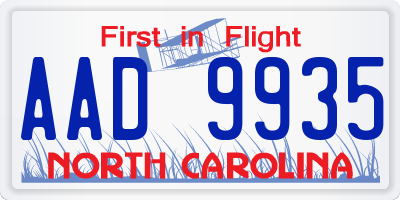 NC license plate AAD9935