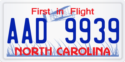 NC license plate AAD9939