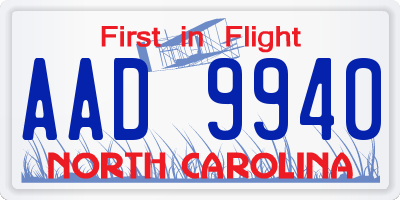 NC license plate AAD9940