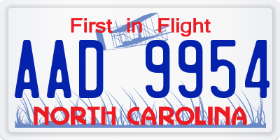 NC license plate AAD9954