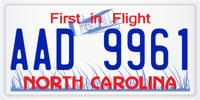 NC license plate AAD9961