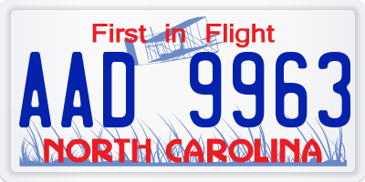 NC license plate AAD9963