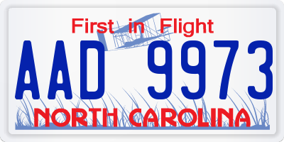 NC license plate AAD9973