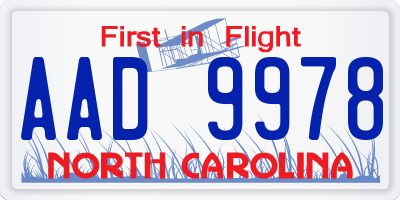 NC license plate AAD9978