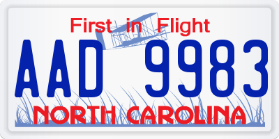 NC license plate AAD9983