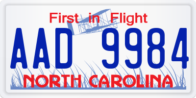 NC license plate AAD9984