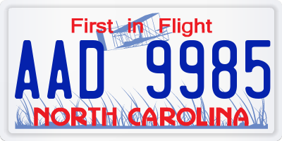 NC license plate AAD9985