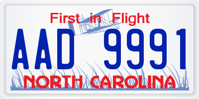 NC license plate AAD9991