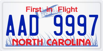 NC license plate AAD9997