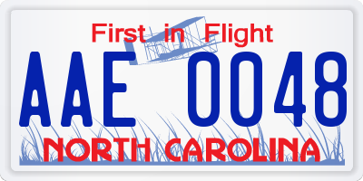 NC license plate AAE0048