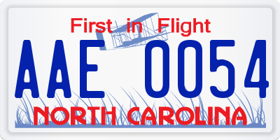NC license plate AAE0054