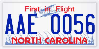 NC license plate AAE0056