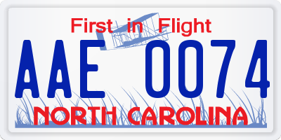 NC license plate AAE0074