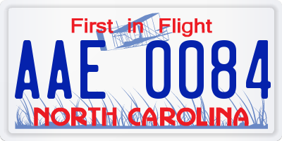 NC license plate AAE0084