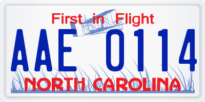 NC license plate AAE0114