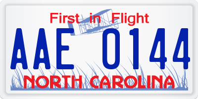 NC license plate AAE0144