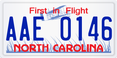 NC license plate AAE0146