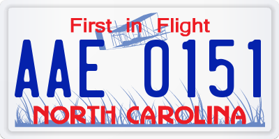 NC license plate AAE0151