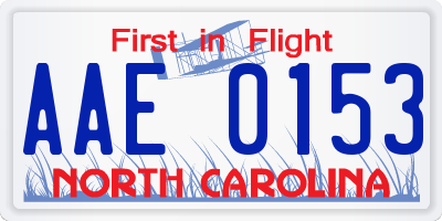 NC license plate AAE0153