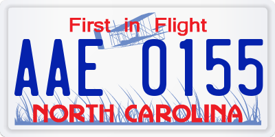NC license plate AAE0155