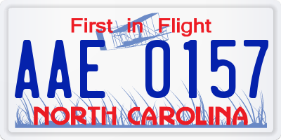 NC license plate AAE0157