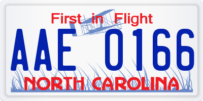 NC license plate AAE0166